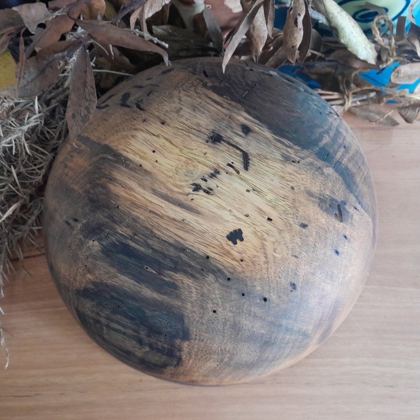 Spalted mango turned wood bowl