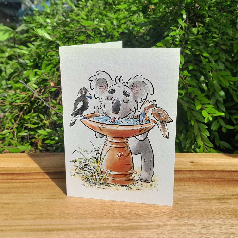 Who's in our birdbath? - Eco-friendly greeting card