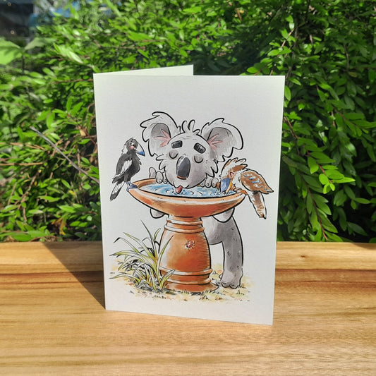 Who's in our birdbath? - Eco-friendly greeting card