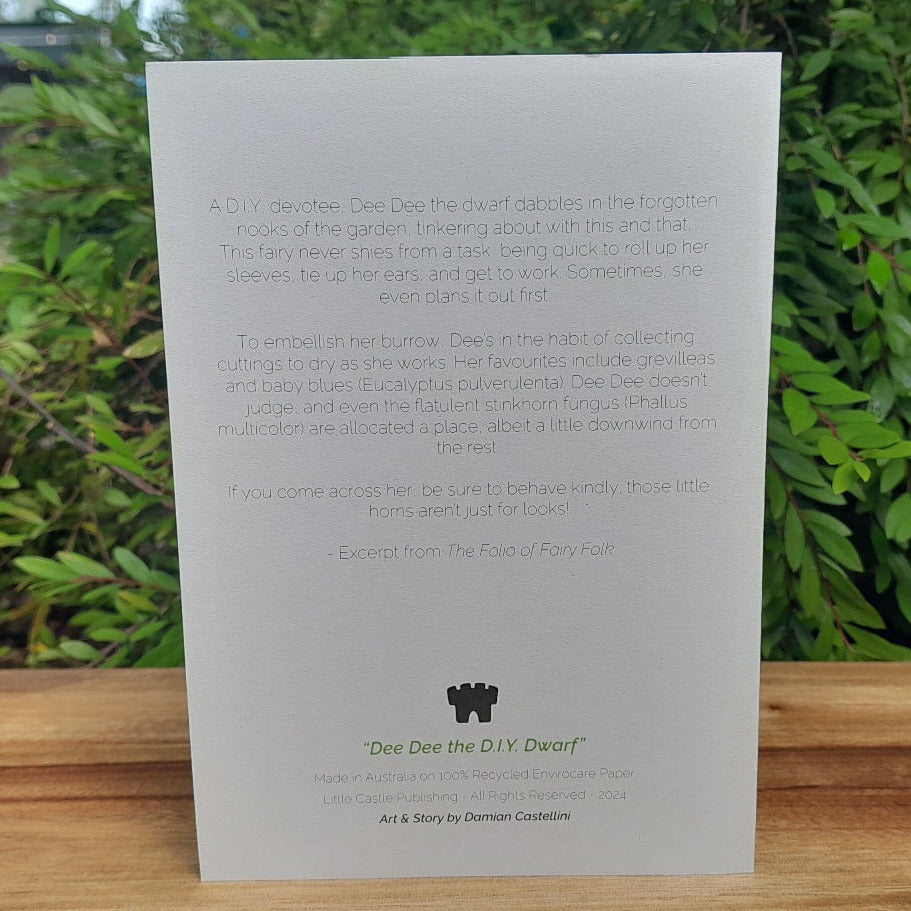 Dee Dee the DIY dwarf - Eco-friendly greeting card