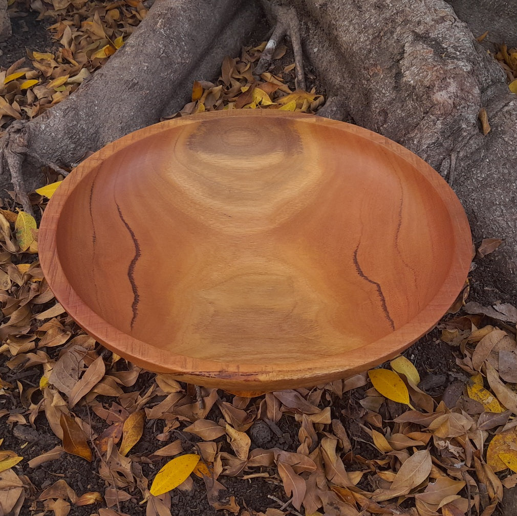 Communal spotted gum green-turned wooden bowl