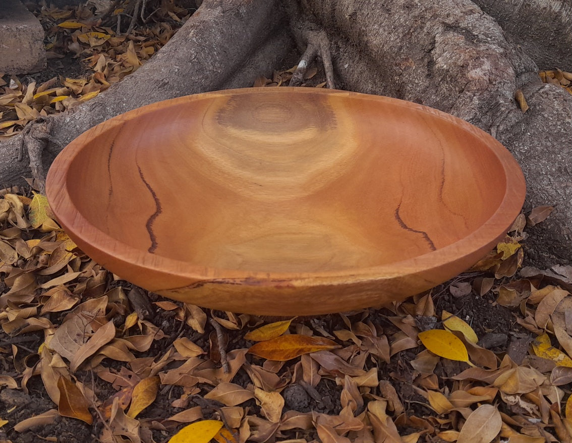 Communal spotted gum green-turned wooden bowl