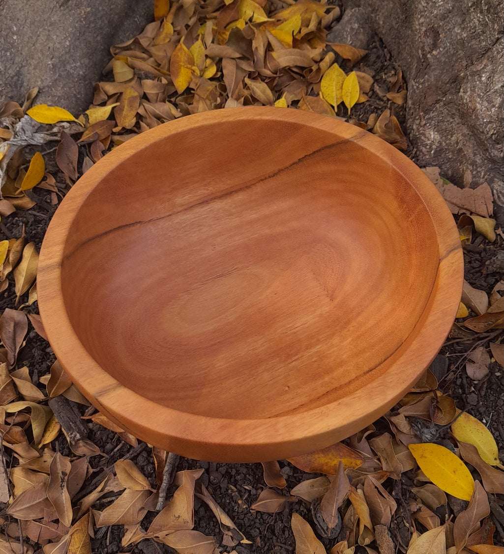 Spotted gum green-turned wooden bowl