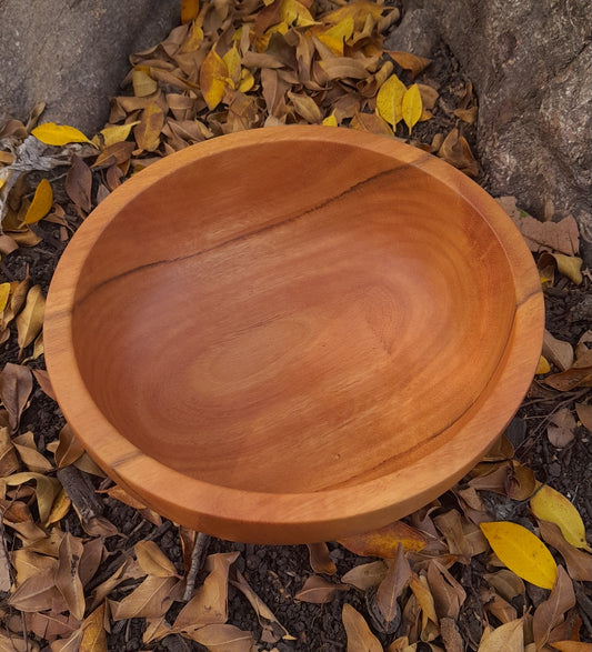Spotted gum green-turned wooden bowl
