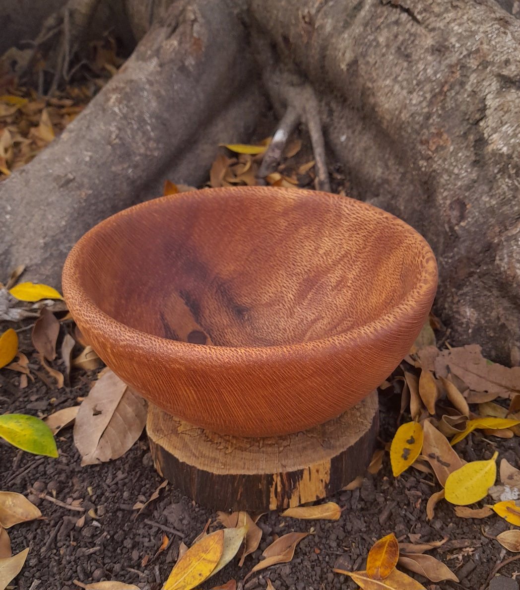 Knotty Silky oak wooden eating bowl