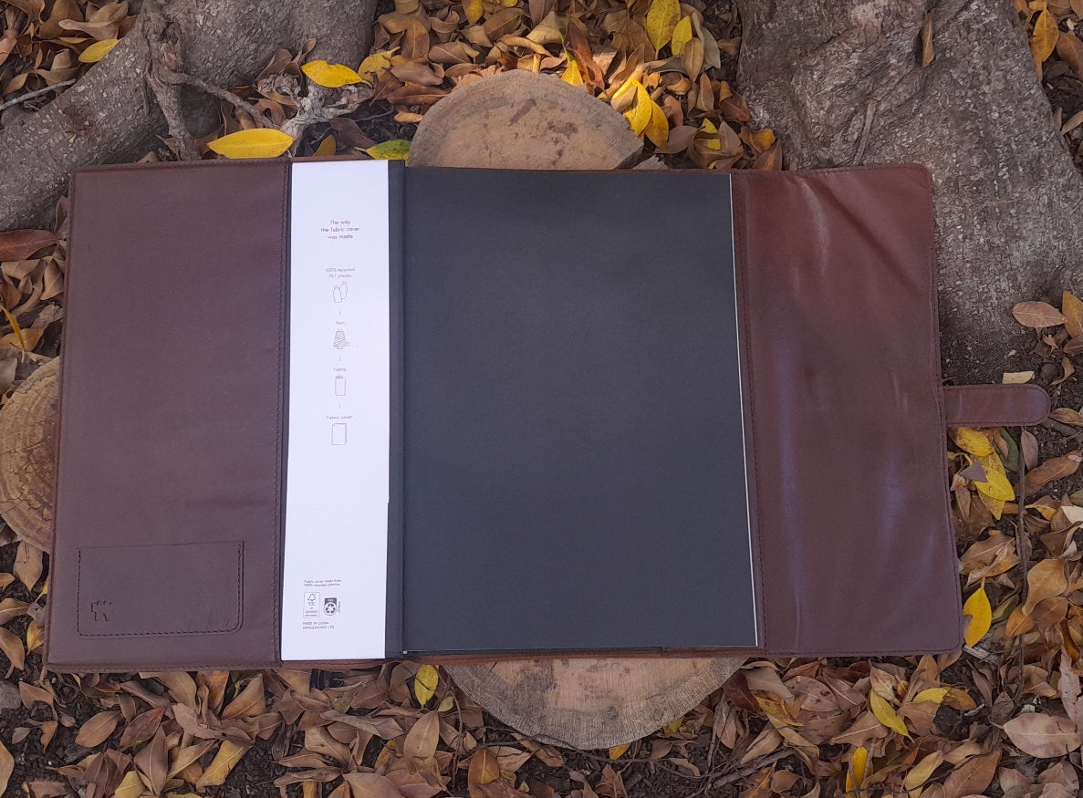 Travel sketchbook diary - dark brown kangaroo leather - A4