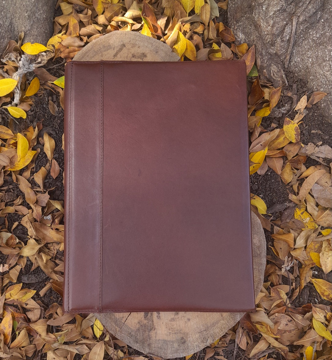 Travel sketchbook diary - dark brown kangaroo leather - A4