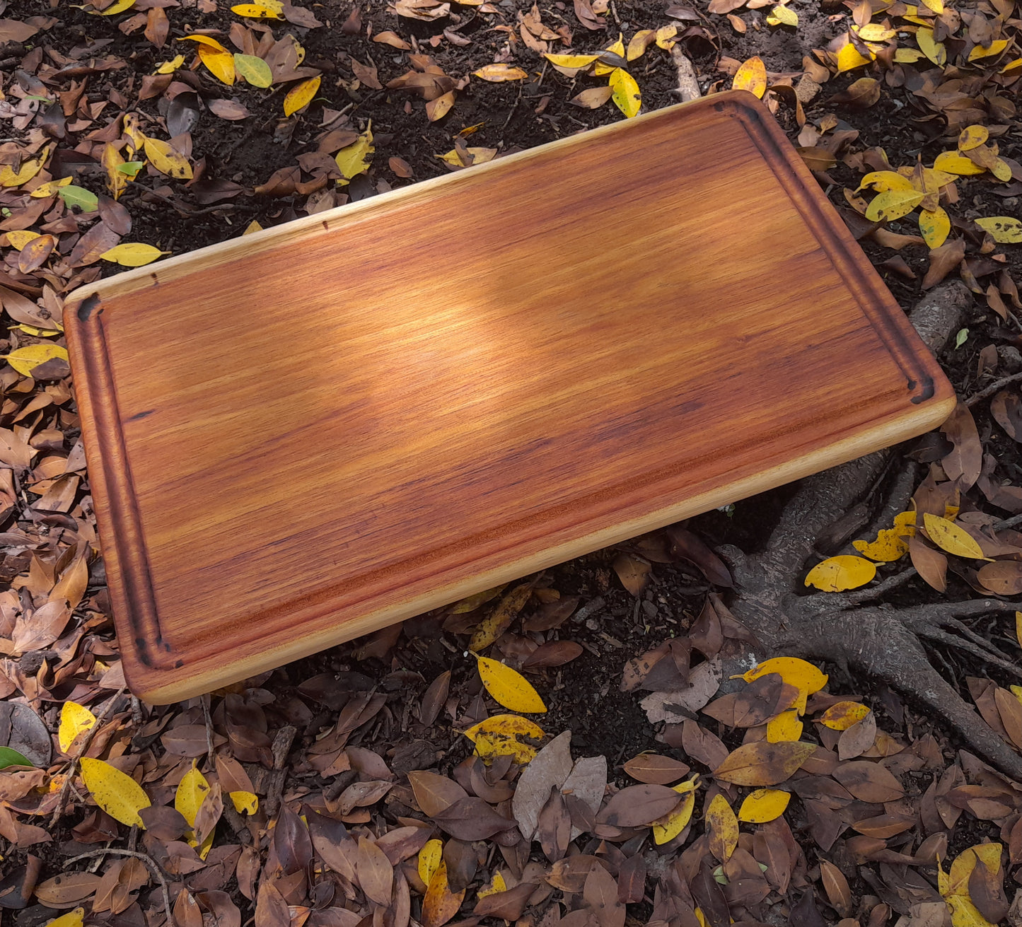 Tasmanian blackwood cutting board with juice moat