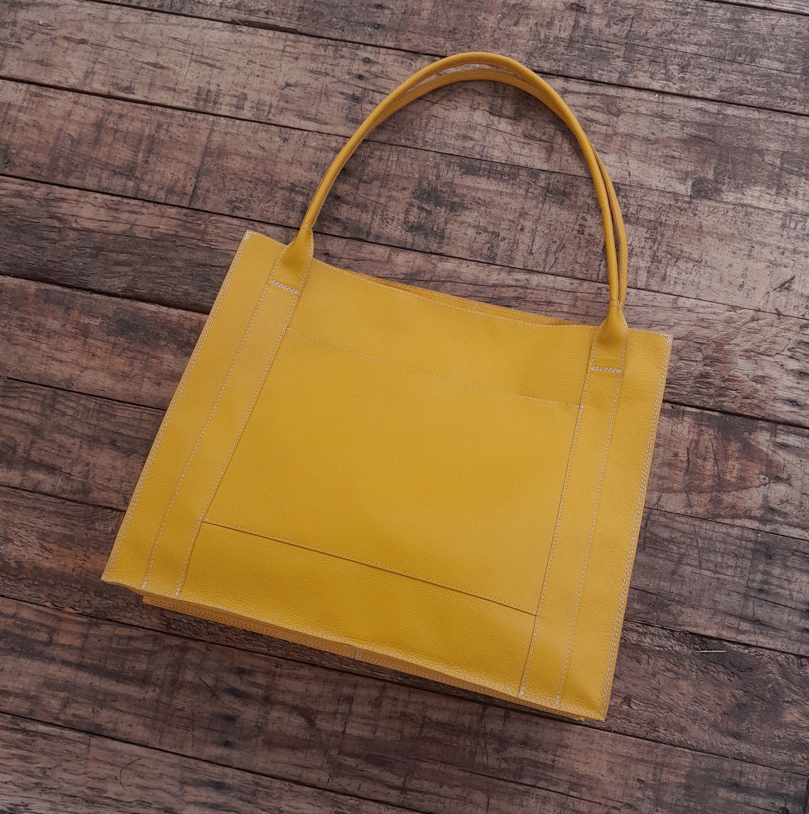 Kangaroo leather tote bag - mustard yellow