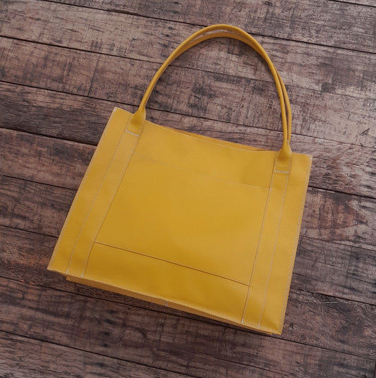 Kangaroo leather tote bag - mustard yellow