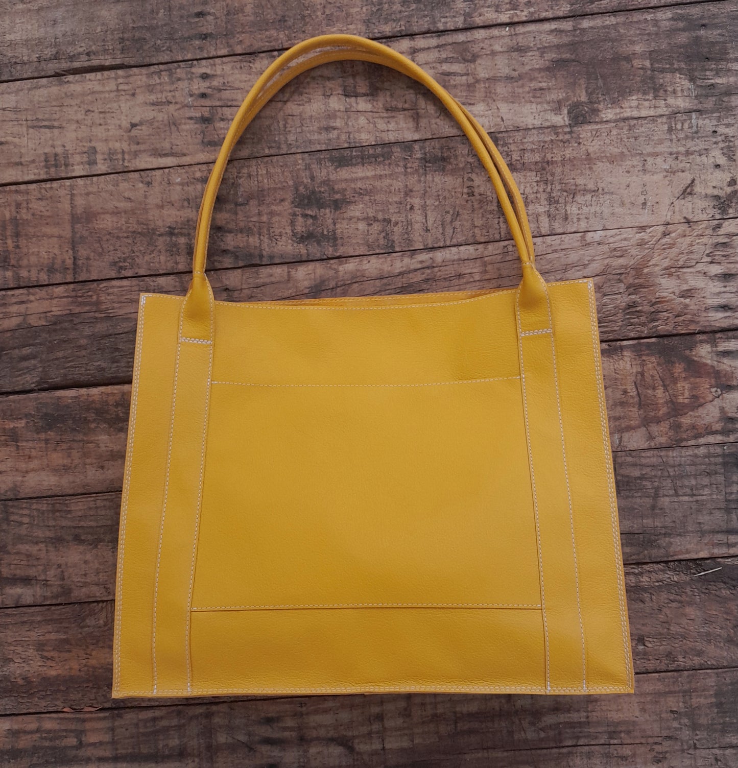 Kangaroo leather tote bag - mustard yellow