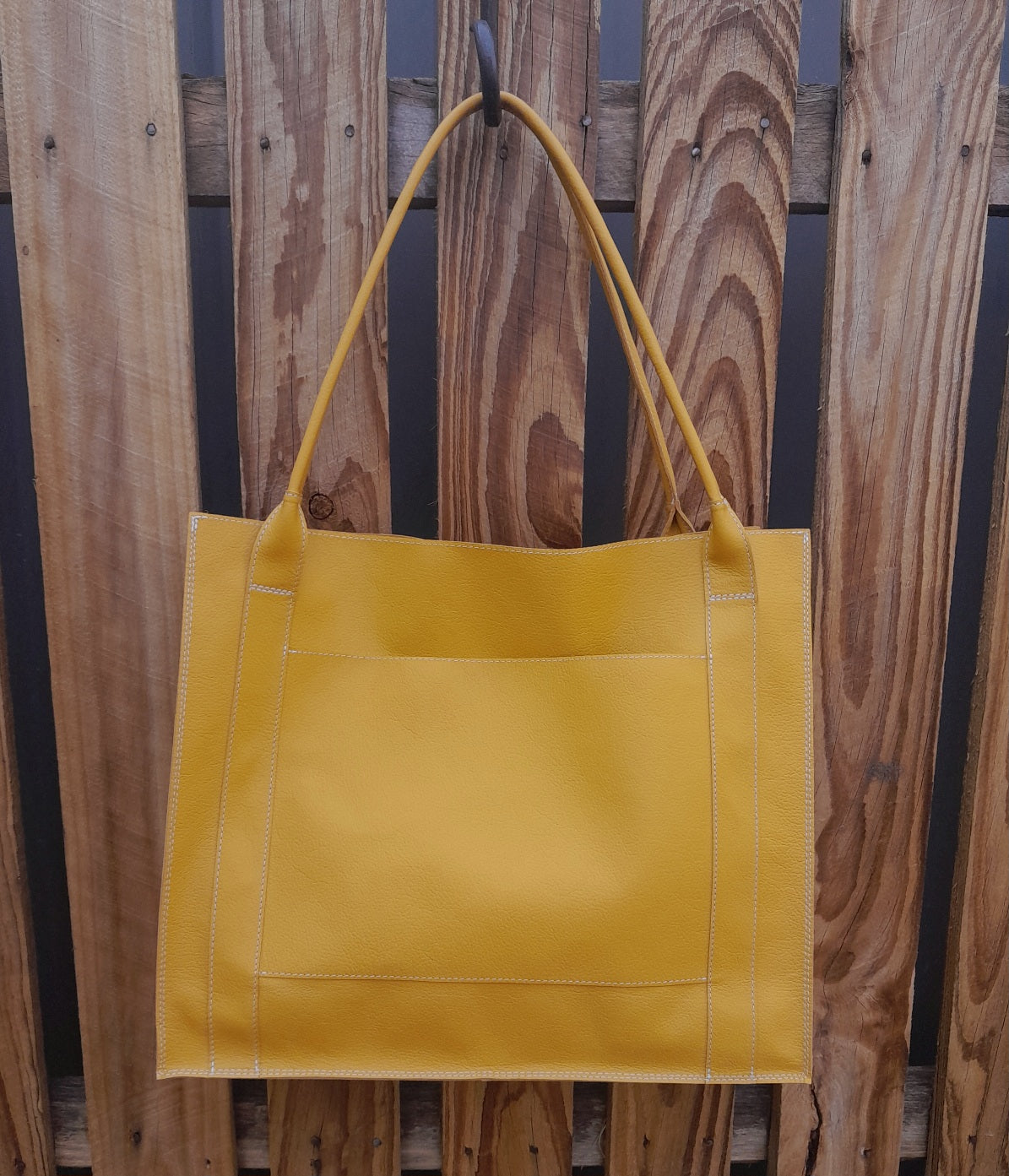 Kangaroo leather tote bag - mustard yellow