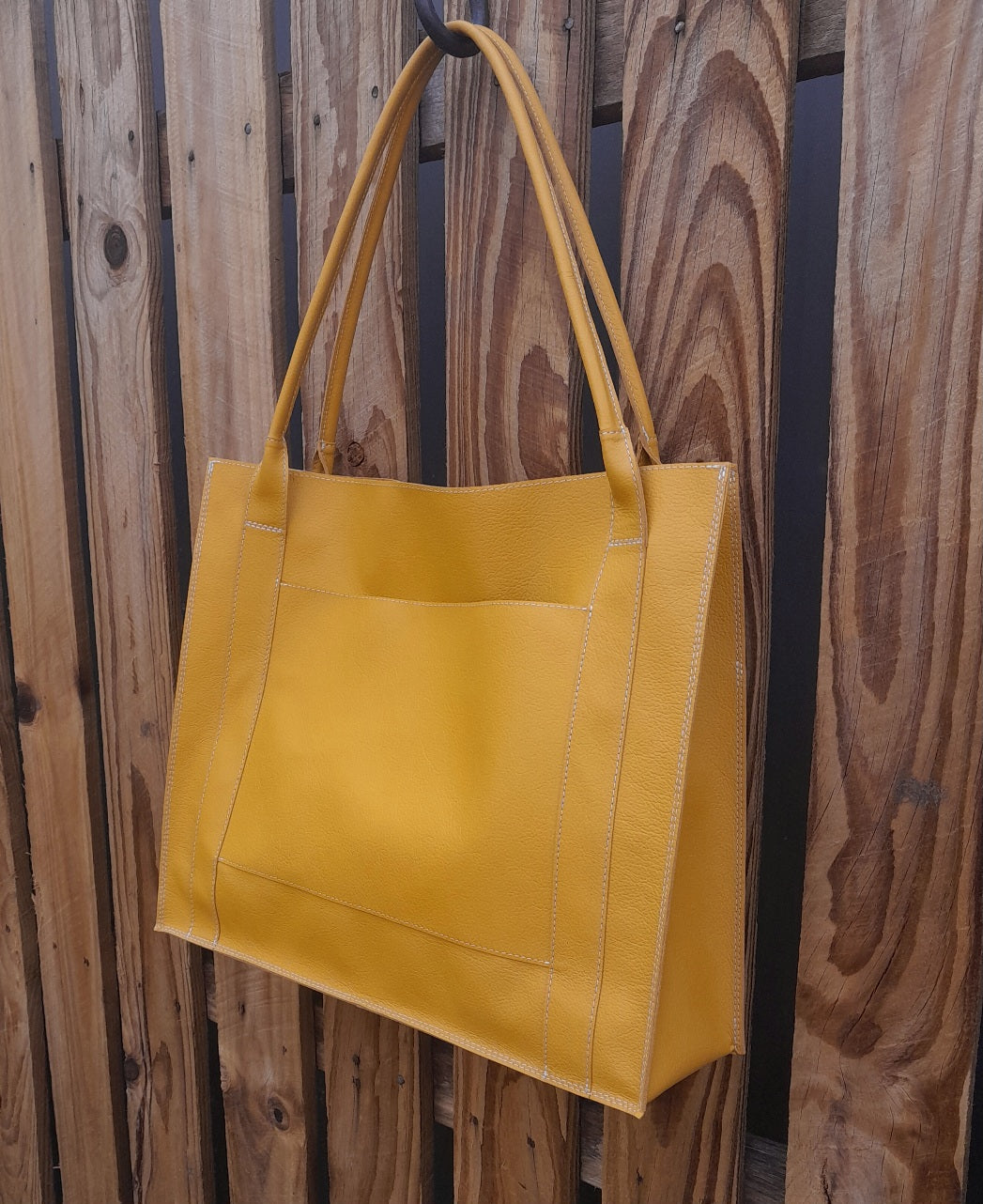 Kangaroo leather tote bag - mustard yellow