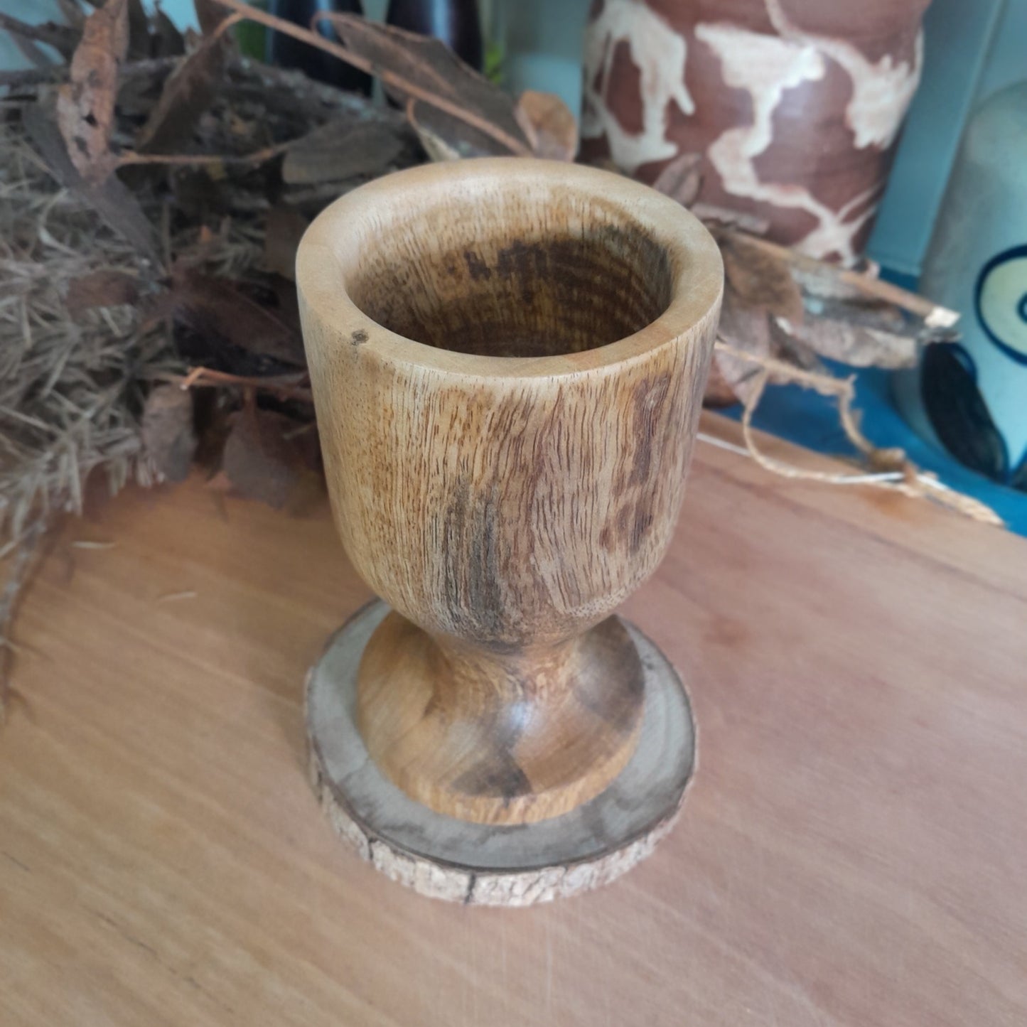 Figured mango turned wood goblet