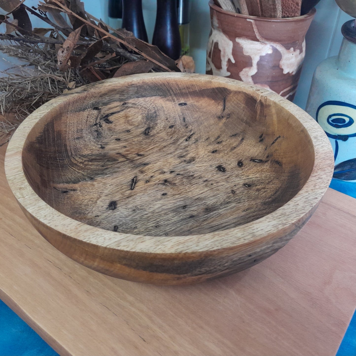 Spalted mango turned wood bowl