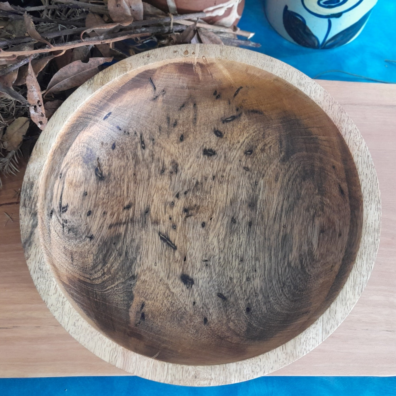 Spalted mango turned wood bowl