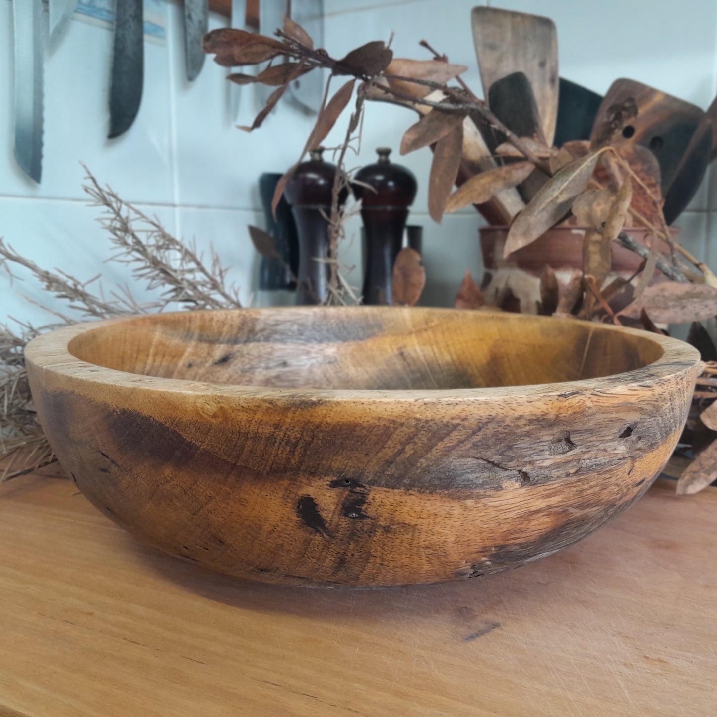 Spalted mango turned wood bowl