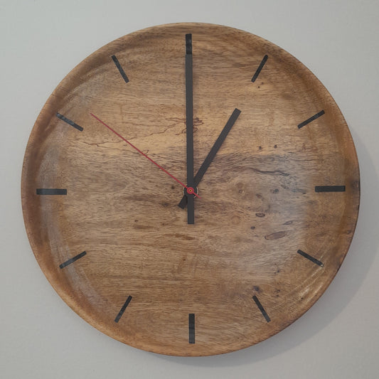 Turned wooden clock with German-made movement - Spalted Mango
