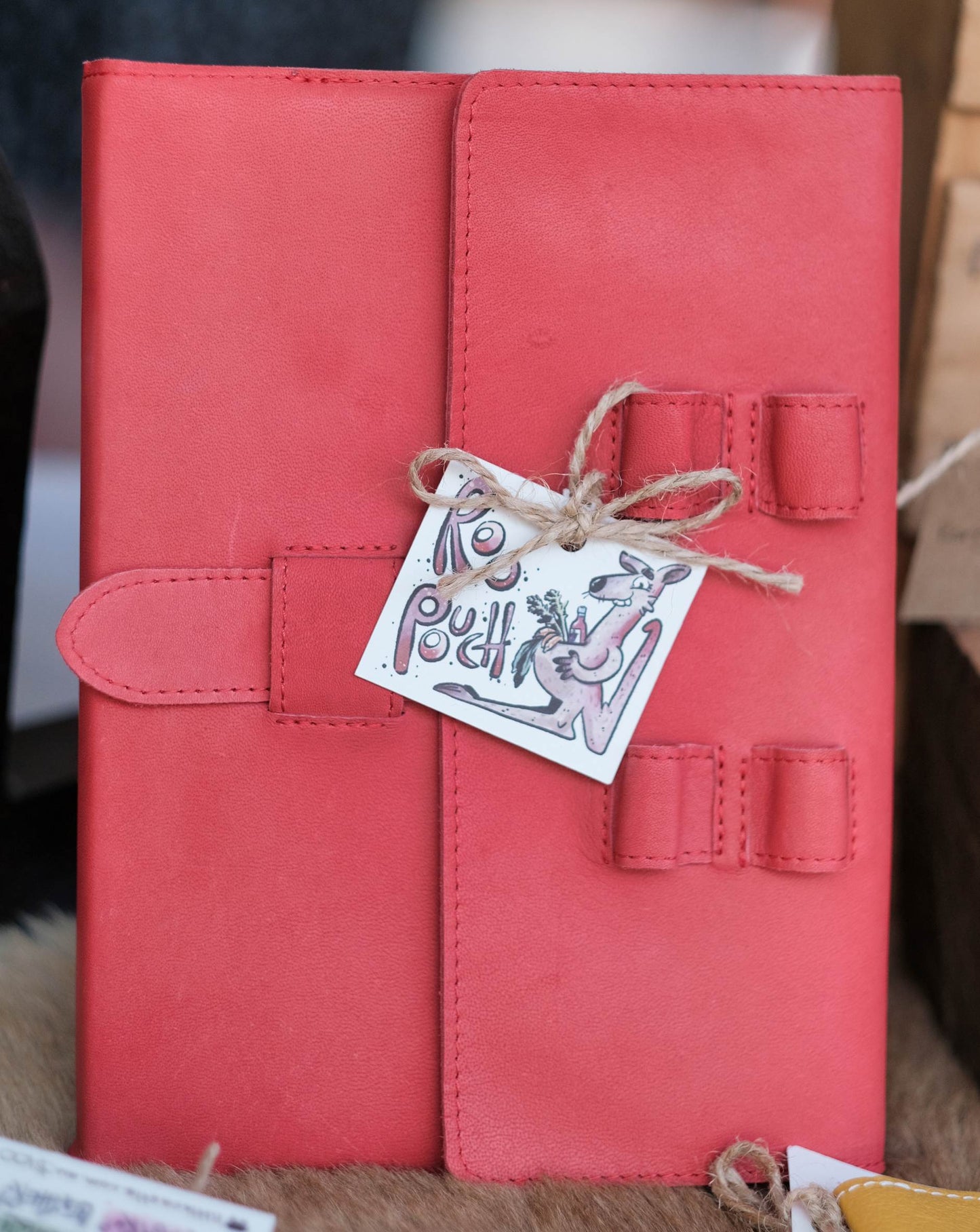 Travel sketchbook diary - red kangaroo leather - A5